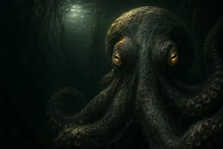 Illustration of a giant octopus