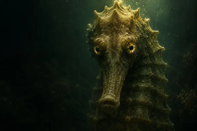 Illustration of a giant sea horse